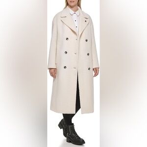 🔥🔥🔥 Karl Lagerfeld Paris Ivory  Long Wool Coat Size L